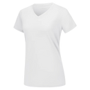 Camiseta feminina com decote V refrescante da Fruit Of The Loom, de cor branca, feita para conforto e estilo.