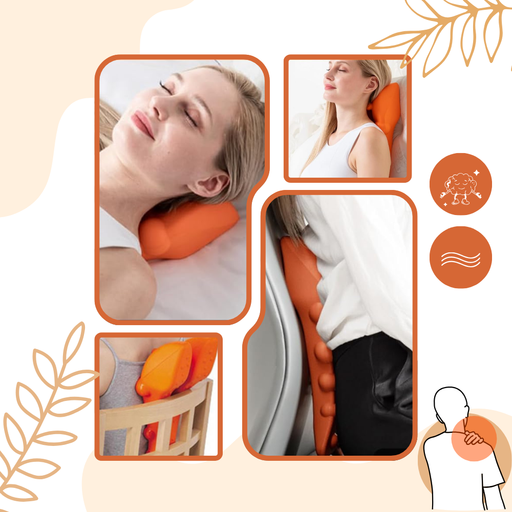 Dispositivo de massagem Integratzker para relaxamento, com design laranja e foco em massagem localizada.