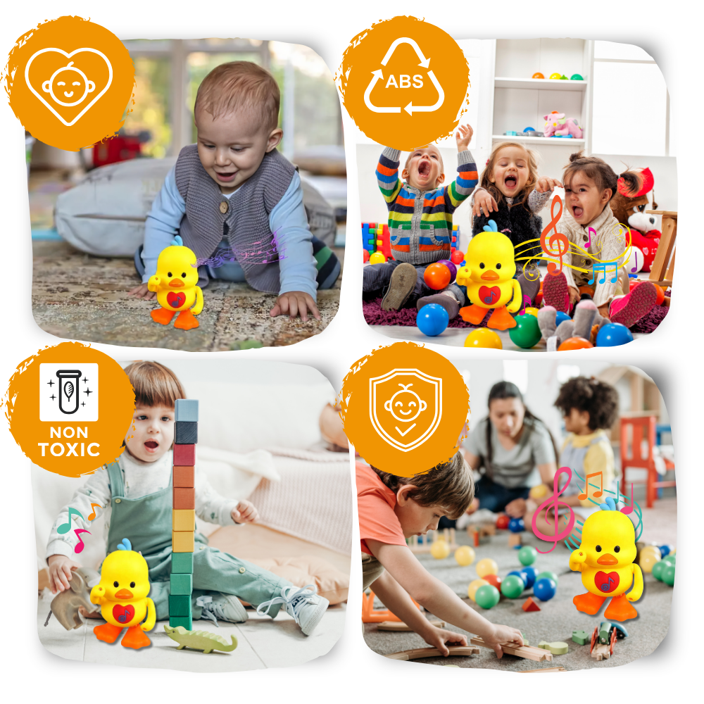 Brinquedo interativo de pato dançante com luzes, brinquedo divertido e infantil da marca Huile, ideal para crianças