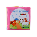 Livro infantil de tecido com velcro interativo sobre a fazenda, brinquedo educativo da marca Pearoft para crianças.