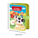 Livro interativo de velcro da Pearoft para crianças com tema de fazenda, brinquedo educativo com partes removíveis e texturas.