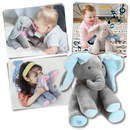 Peluche elefante Sun & Roots, brinquedo interativo de esconder e revelar, com detalhes macios e cores suaves, para crianças.