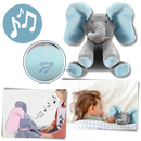 Peluche elefante cache-cache interativo da Sun & Roots com detalhes macios, ideal para crianças e brincadeiras educativas.