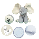 Peluche elefante cache-cache interativo Sun & Roots, macio, com recursos de brincadeira e aparência realista.