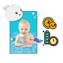 Brinquedo de banho interativo em forma de baleia da Xelparuc com luzes, ideal para diversão na hora do banho.