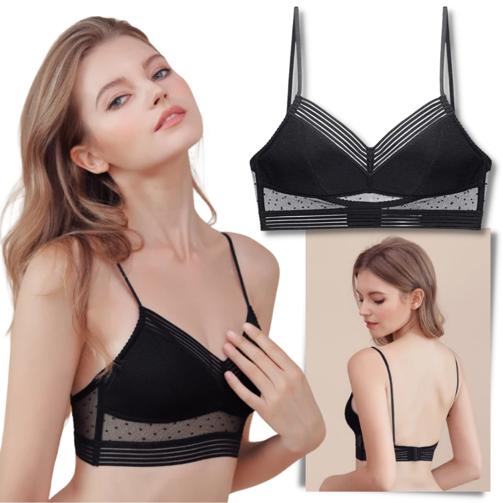 Soutien-gorge invisível de renda da Huasi, ideal para um visual uniforme e sem costuras, feito de renda delicada.