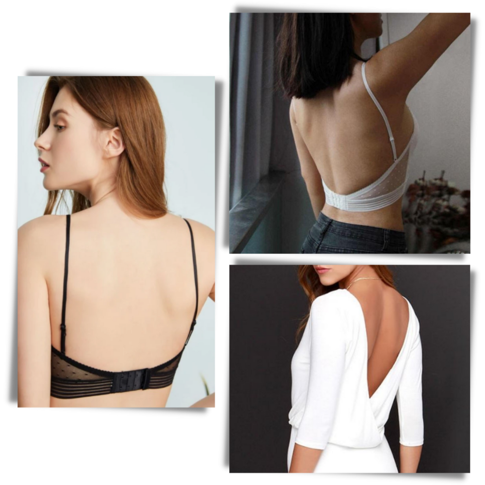 Soutien-gorge invisível de renda da Huasi, ideal para um visual sem costura e com decote baixo.