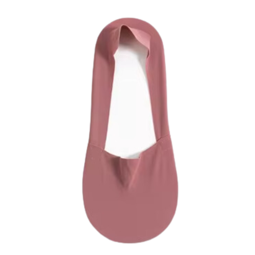 Meias invisíveis antiderrapantes Nsendm na cor rosa escuro, perfeitas para conforto e segurança nos calçados.