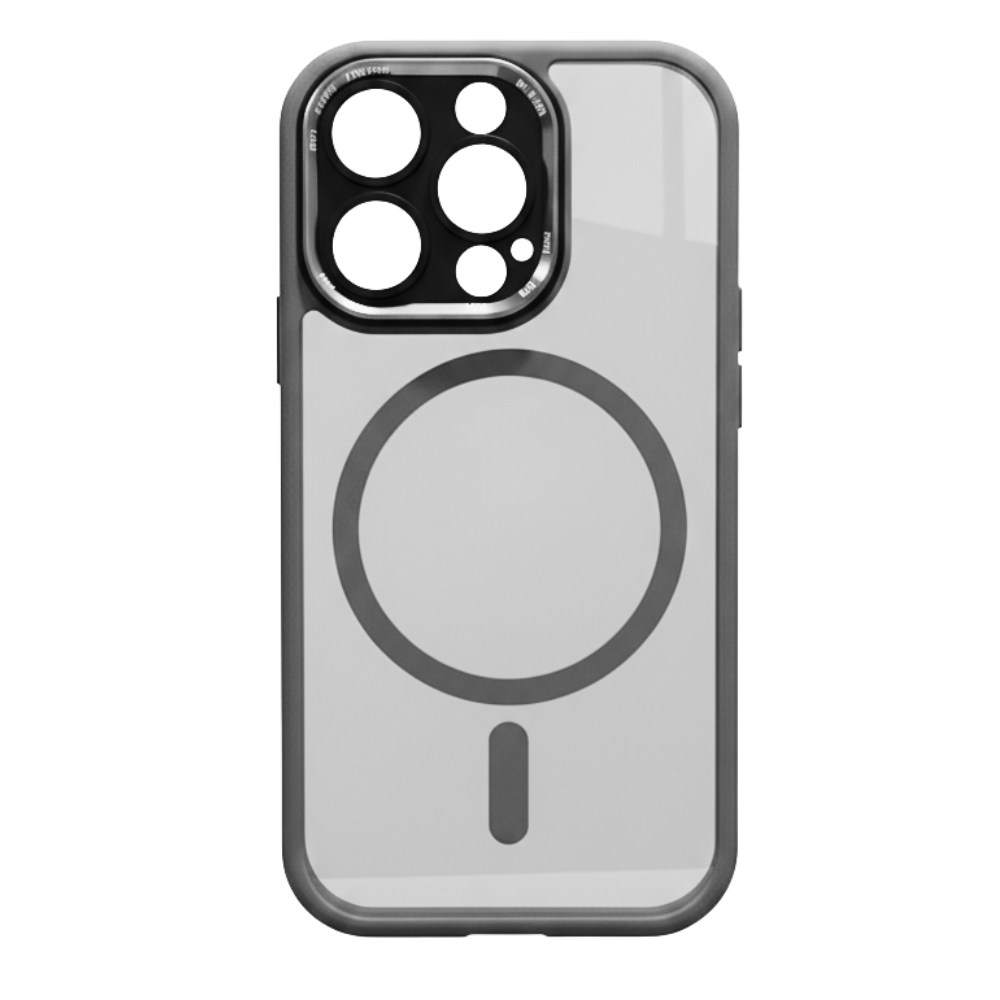 Capa magnética antichoque cinza para iPhone, proteção resistente e design compacto, compatível com modelos de telefonia Pcmart.