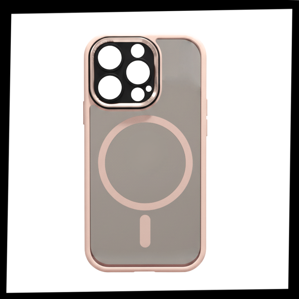 Estojo magnético antichoque da Pcmart para iPhone, proteção resistente e design compacto em embalagem.