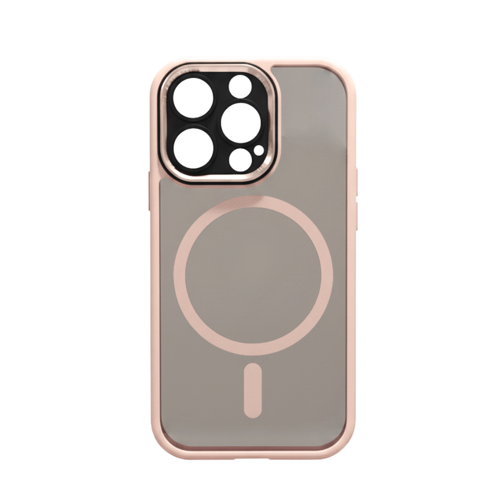 Capa magnética antichoque rosa para iPhone, proteção resistente com acabamento elegante, compatível com modelos de telefone.