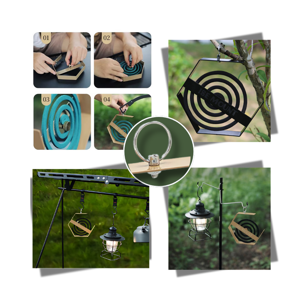 Suporte de ferro para espiral anti-mosquito da Toumeny, acessório para perfumes de interior com design suspenso.