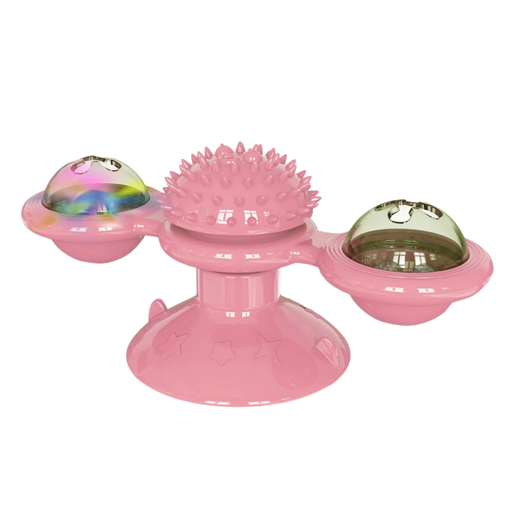 Jouet para gato Jandel, moinho de vento rotativo com brosse, material de toilettage para animais de estimação na cor azul