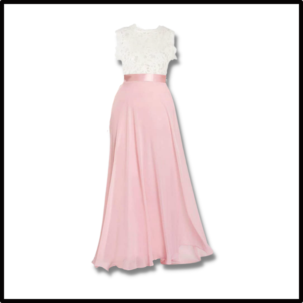 Robe em mousseline de renda amarela Jbeelate, estilo Prairie Chic, com detalhes delicados e acabamento elegante.