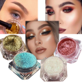Sombra de olhos Jcat Beauty com efeito galáctico, refletindo cores vibrantes e brilhantes para maquiagem marcante.