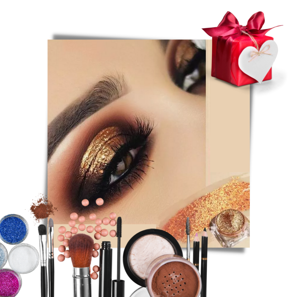 Sombra de olho da Jcat Beauty com acabamento galáctico, refletindo cores vibrantes e efeito cintilante para maquiagem criativa.