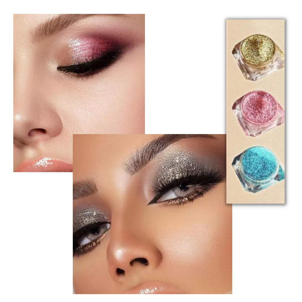 Sombra de olhos Jcat Beauty com efeito galáctico, acabamento cintilante e cores vibrantes para maquiagem marcante.