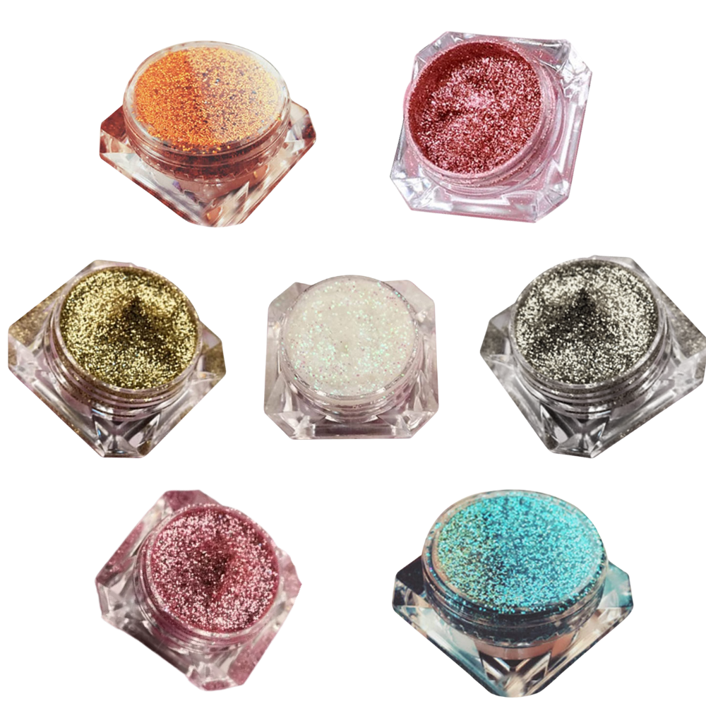 Sombra para olhos Jcat Beauty com acabamento galáctico, efeito refletido e cores vibrantes, ideal para maquiagem criativa.