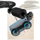 Balai automático 2-em-1 da Jeashchat para limpeza doméstica, com design rosa e função de varrição e aspiração.