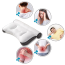 Travesseiro de suporte cervical hypoalergênico Jiafang, em tecido azul, ideal para conforto e saúde durante o sono.