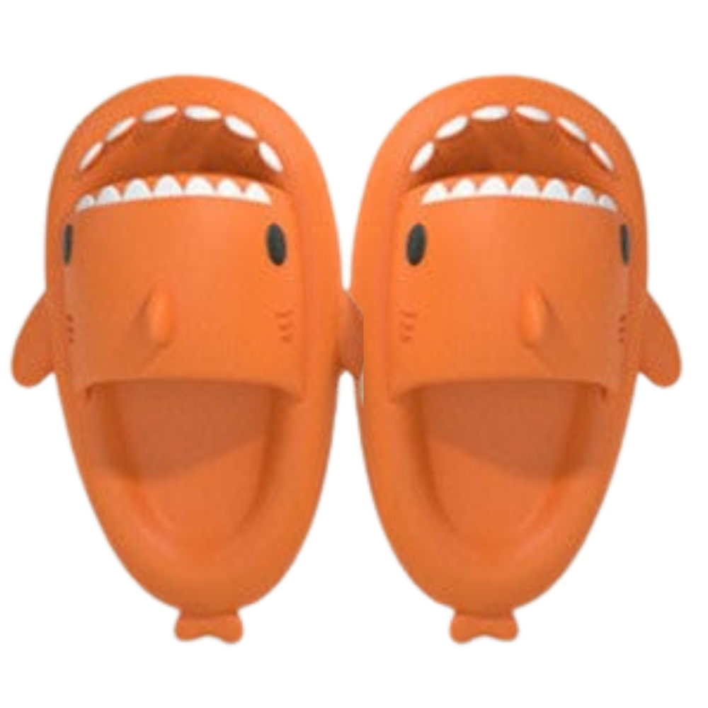 Chaussons de plage Jianda em forma de tubarão amarelo, tamanho 36-37, com design divertido e confortável para o verão.