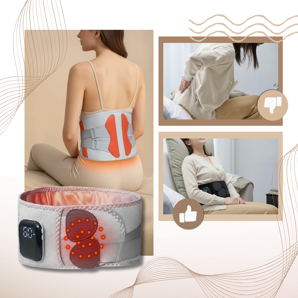 Cinta massage e aquecimento preta com corset para alívio da ciática, usada na região lombar, marca Jiayan.
