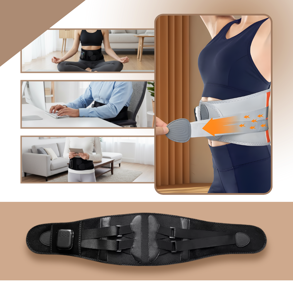 Faixa de massagem e aquecimento preta da Jiayan com corset para aliviar sciática, para relaxamento e bem-estar.