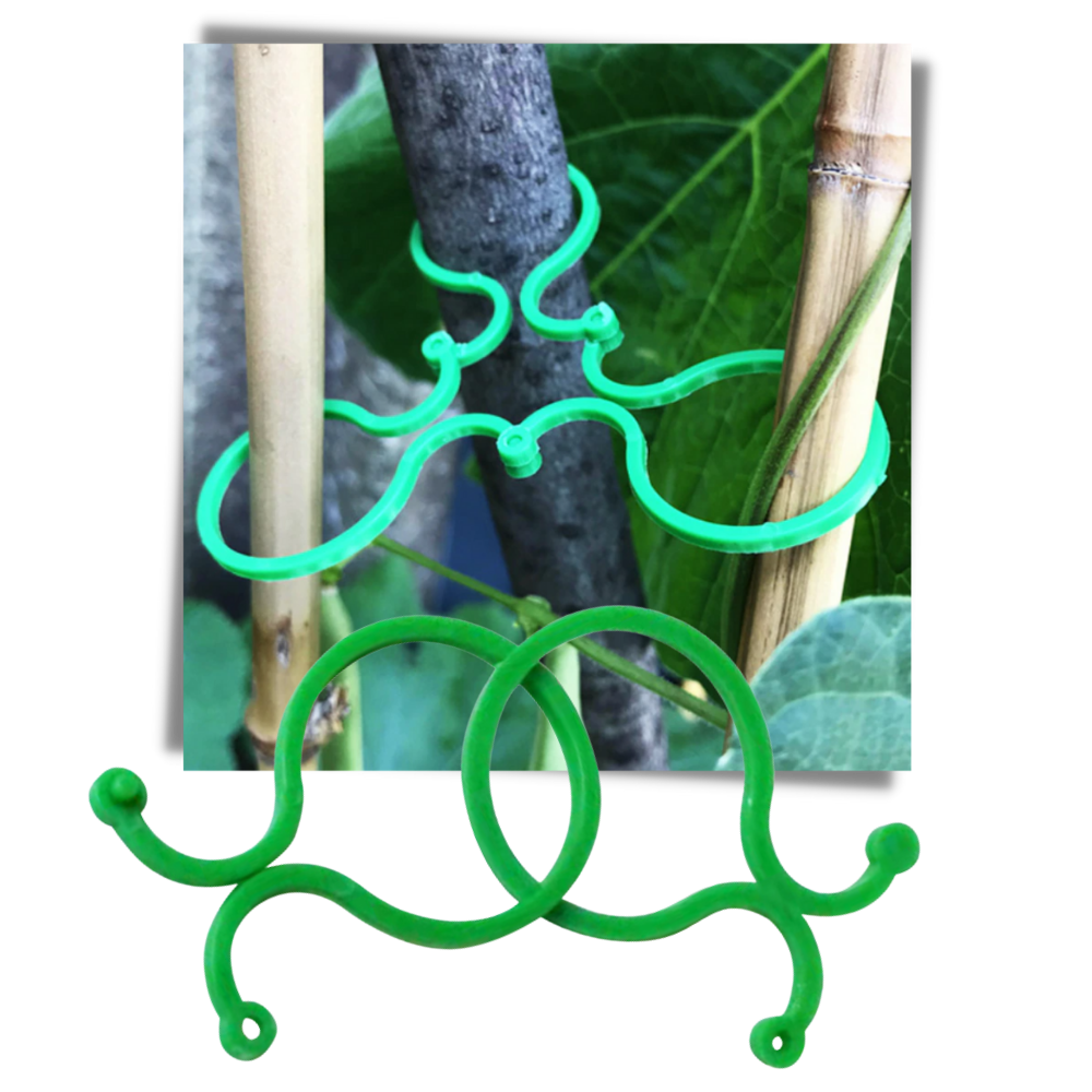 Conjunto de 50 clips de jardinagem Jinsenhg para prender plantas em suporte ou treliças, ideal para jardinagem ao ar livre.