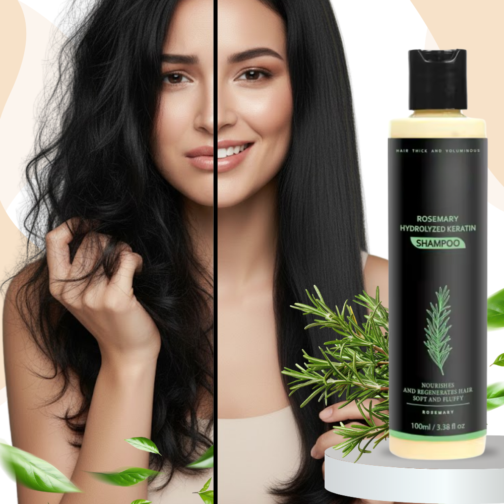 Kit de shampooing e condicionador com queratina e alecrim da John Masters Organics para cuidados capilares.