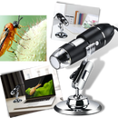 Microscópio digital USB Joyan com LED para laboratório, com lente de alta precisão e iluminação para observação detalhada.