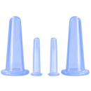 Conjunto de 4 ventosas de silicone azul para massagem facial, produto de relaxamento da marca Jygee