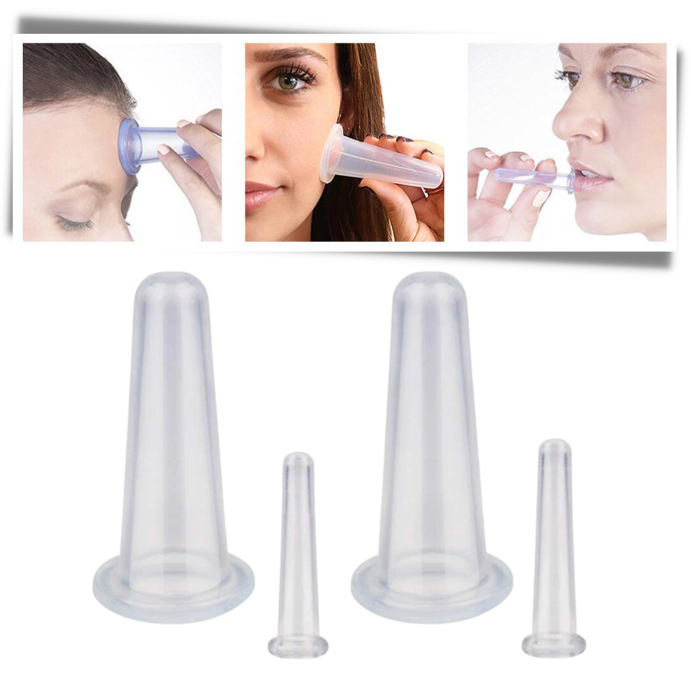 Ventosas de silicone para massagem facial Jygee, conjunto de 4 ventosas azuis para relaxamento e cuidados com a pele.