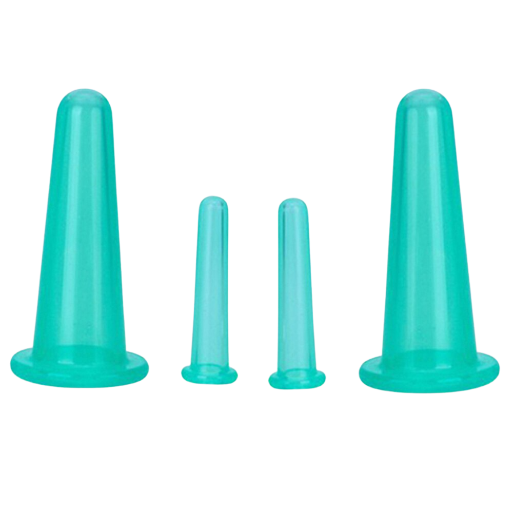 Ventosas de silicone para massagem facial Jygee, pacote com 4 ventosas azuis para relaxamento e cuidados com a pele.