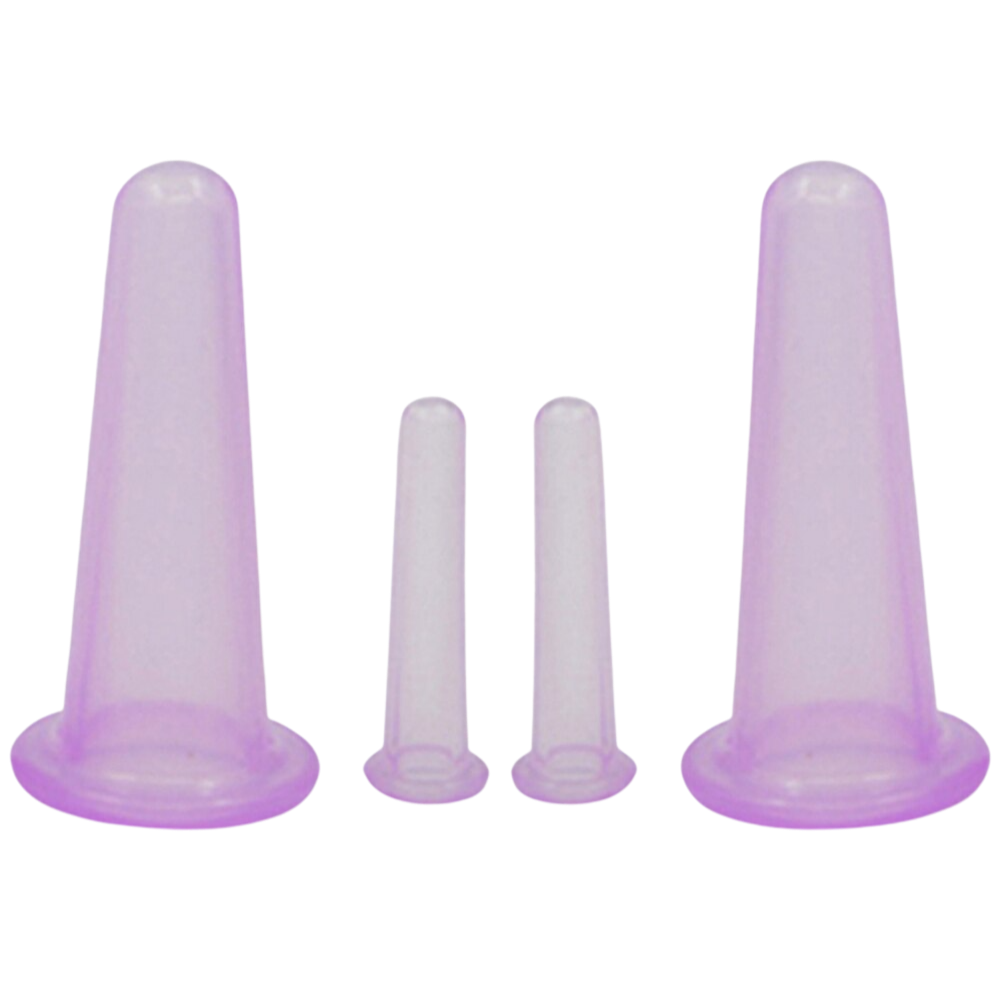 Conjunto de 4 ventosas de silicone azuis para massagem facial, marca Jygee, para relaxamento e cuidados com a pele.
