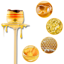 Baume hidratante de cosméticos Kaou com mel de abelha, textura cremosa e embalagem dourada.