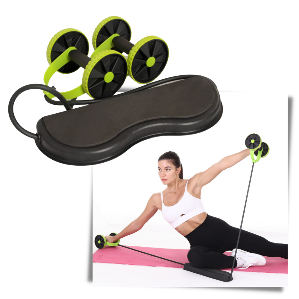 Rouleaux abdominais Kazolen com bandas de resistência, exercício de tonificação do core e músculos abdominais.