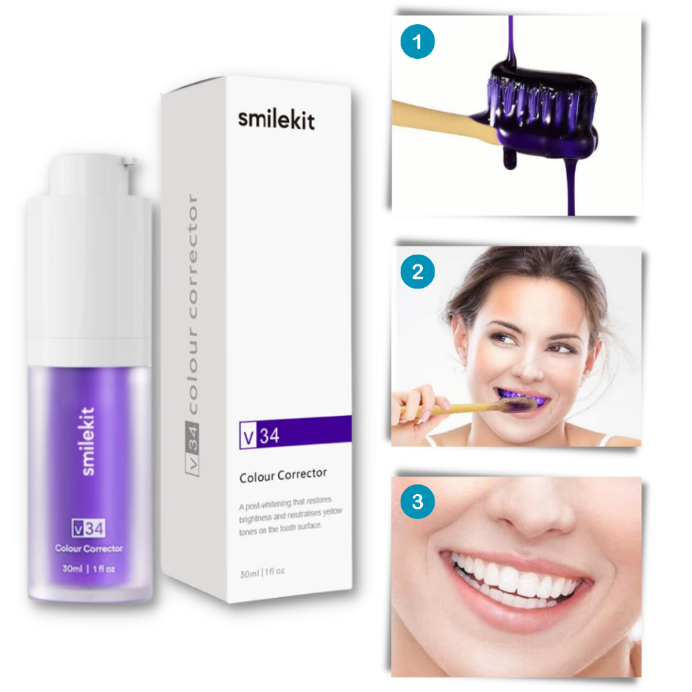 Dentifrício violet éclaircissant da Kesler, cuidado bucal para dentes mais brancos, com embalagem de tubo.