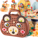 Casse-tête educativo Keyohome com tema de urso e kit de perfuração, peça de plástico colorido para crianças.