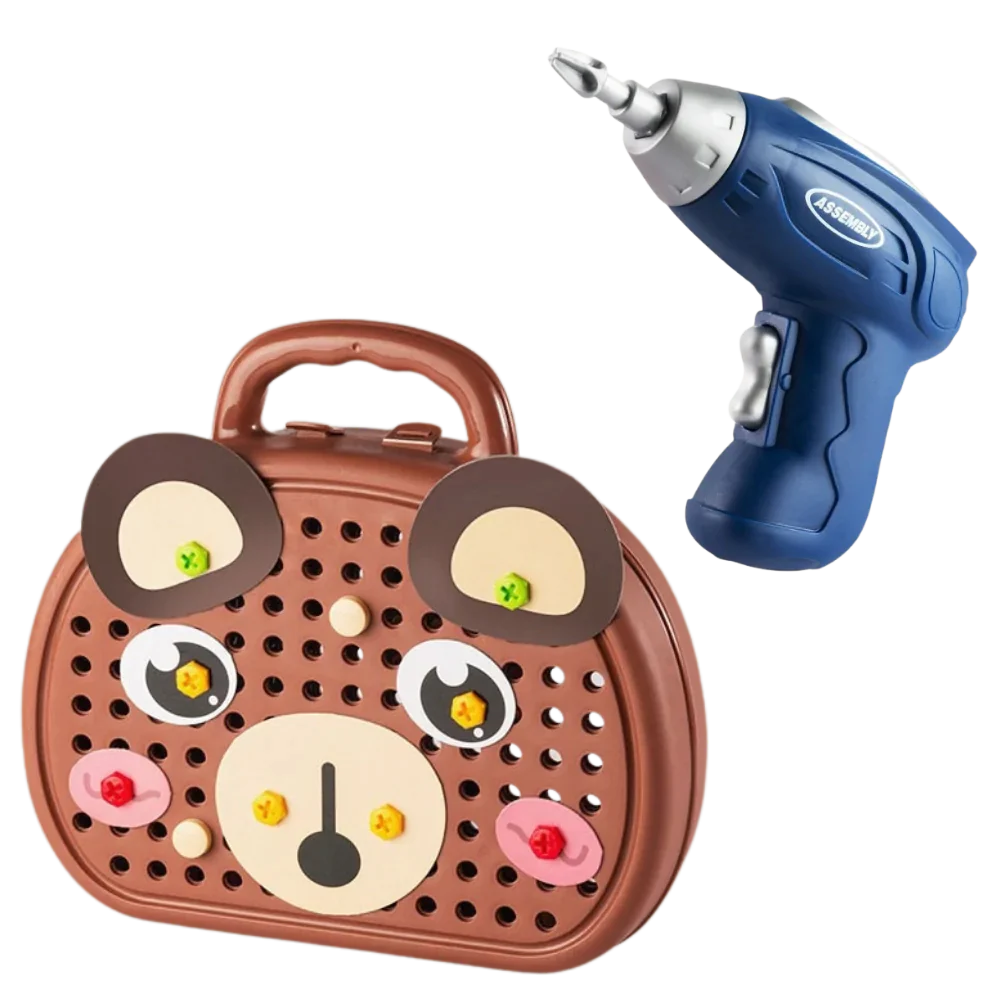 Casse-tête educativo Keyohome com design de urso e kit de perfuração, ideal para estimular habilidades e criatividade.