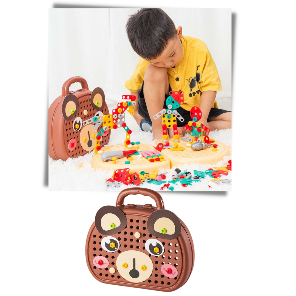 Casse-tête educativo Keyohome com kit de perfuração, peça de quebra-cabeça com formato de urso para crianças e aprendizado.