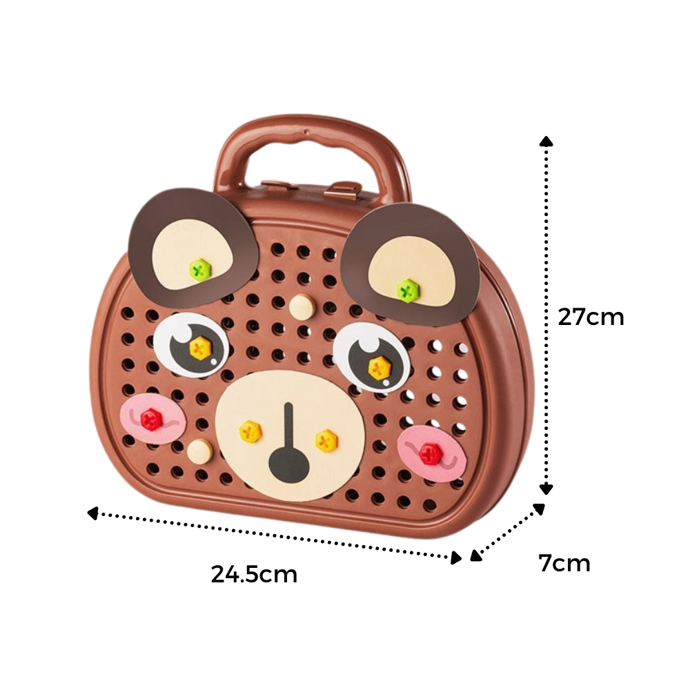 Casse-tête educativo Keyohome em forma de urso com kit de perfuração, peça de quebra-cabeça para crianças.