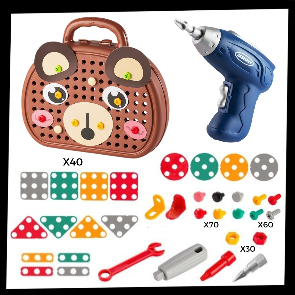 Casse-tête educativo Keyohome de ursos com kit de perfuração, peça de quebra-cabeça para crianças e adultos, brinquedo de aprendizagem.
