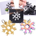 Tournevis e ferramenta multifuncional 18-em-1 da Kiapeise com design de floco de neve em aço inoxidável preto.