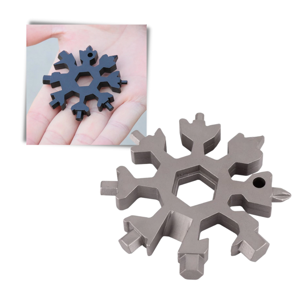 Outil multifonctionnel 18-en-1 de Kiapeise, tournevis et visseuse en acier inoxydável, avec design flocon de neige noir