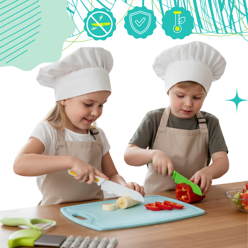 Conjunto de utensílios de cozinha para crianças da marca Fnyko, brinquedos de imitação para diversão e aprendizagem na brincadeira.