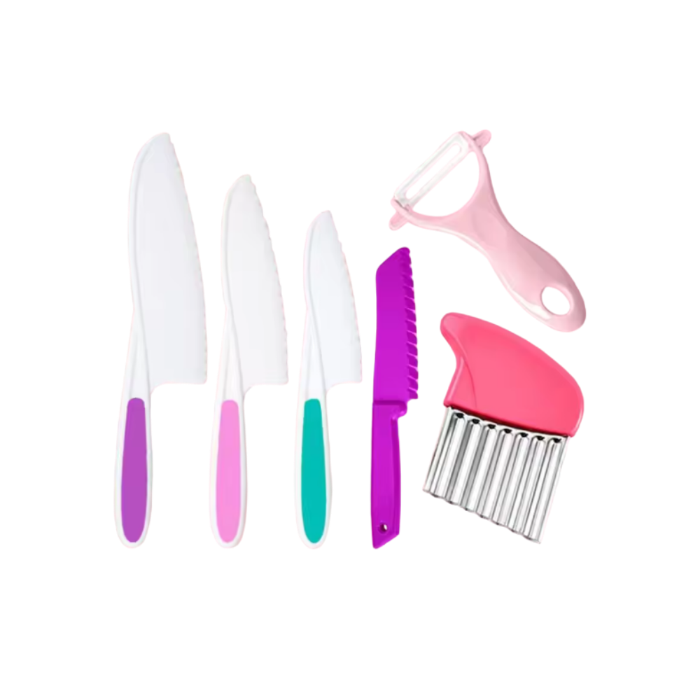 Conjunto de utensílios de cozinha para crianças da marca Fnyko, brinquedos de imitação coloridos para diversão na brincadeira de cozinha.