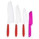 Kit de utensílios de cozinha para crianças Fnyko, brinquedos de imitação com facas de plástico vermelhas e utensílios coloridos.