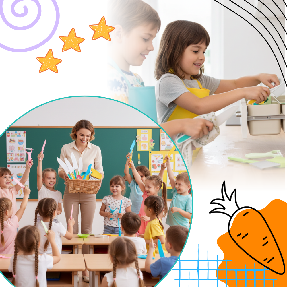 Conjunto de utensílios de cozinha para crianças, brinquedos de imitação da marca Fnyko, ideal para brincadeiras educativas e divertidas.