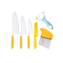 Conjunto de utensílios de cozinha para crianças da marca Fnyko, brinquedos de imitação em amarelo para brincadeiras seguras.