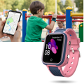 Relógio inteligente para crianças Techcomm, com tela colorida e pulseira de silicone, ideal para supervisão e comunicação infantil.